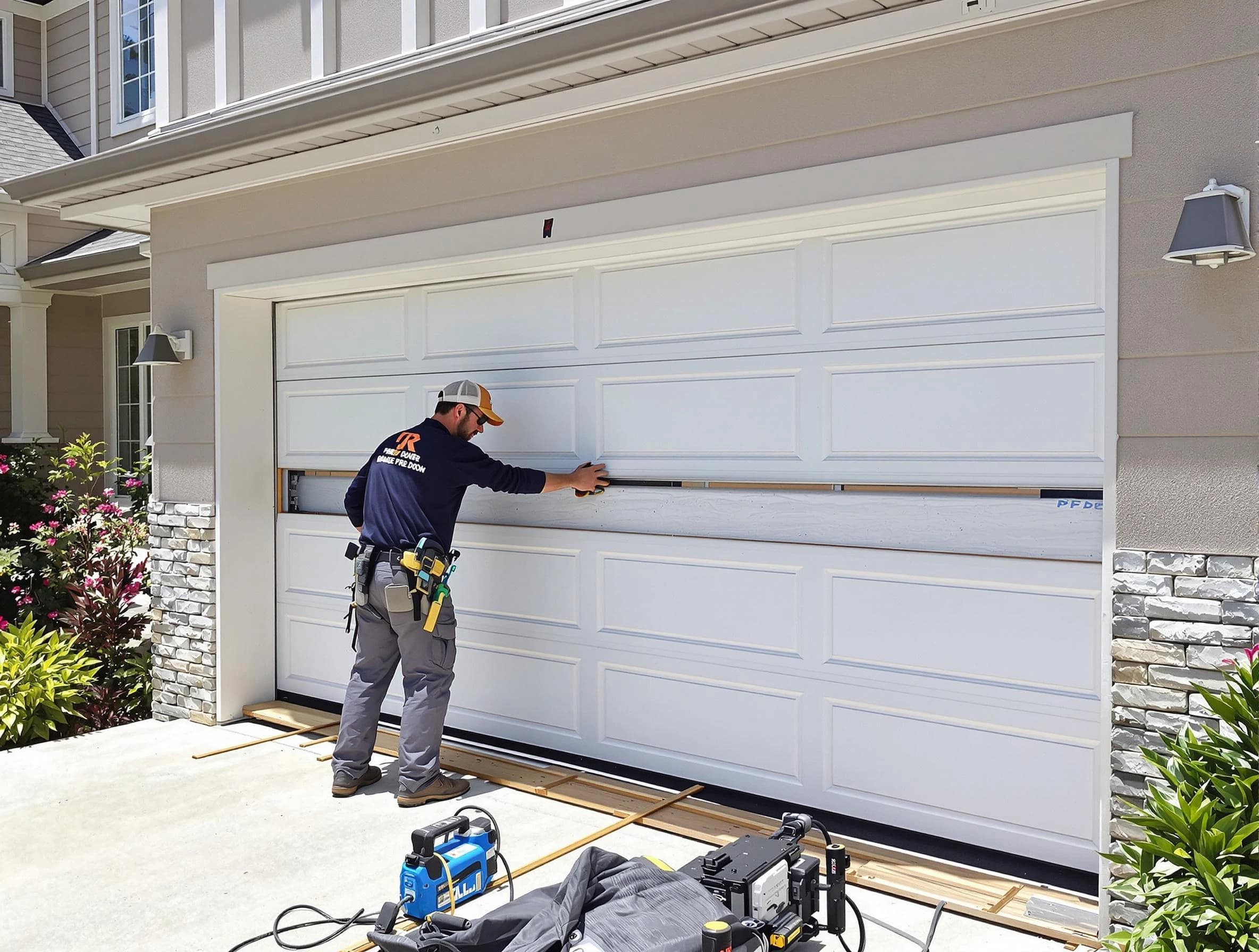 Peabody Garage Door Repair team performing complete garage door replacement at Peabody residence