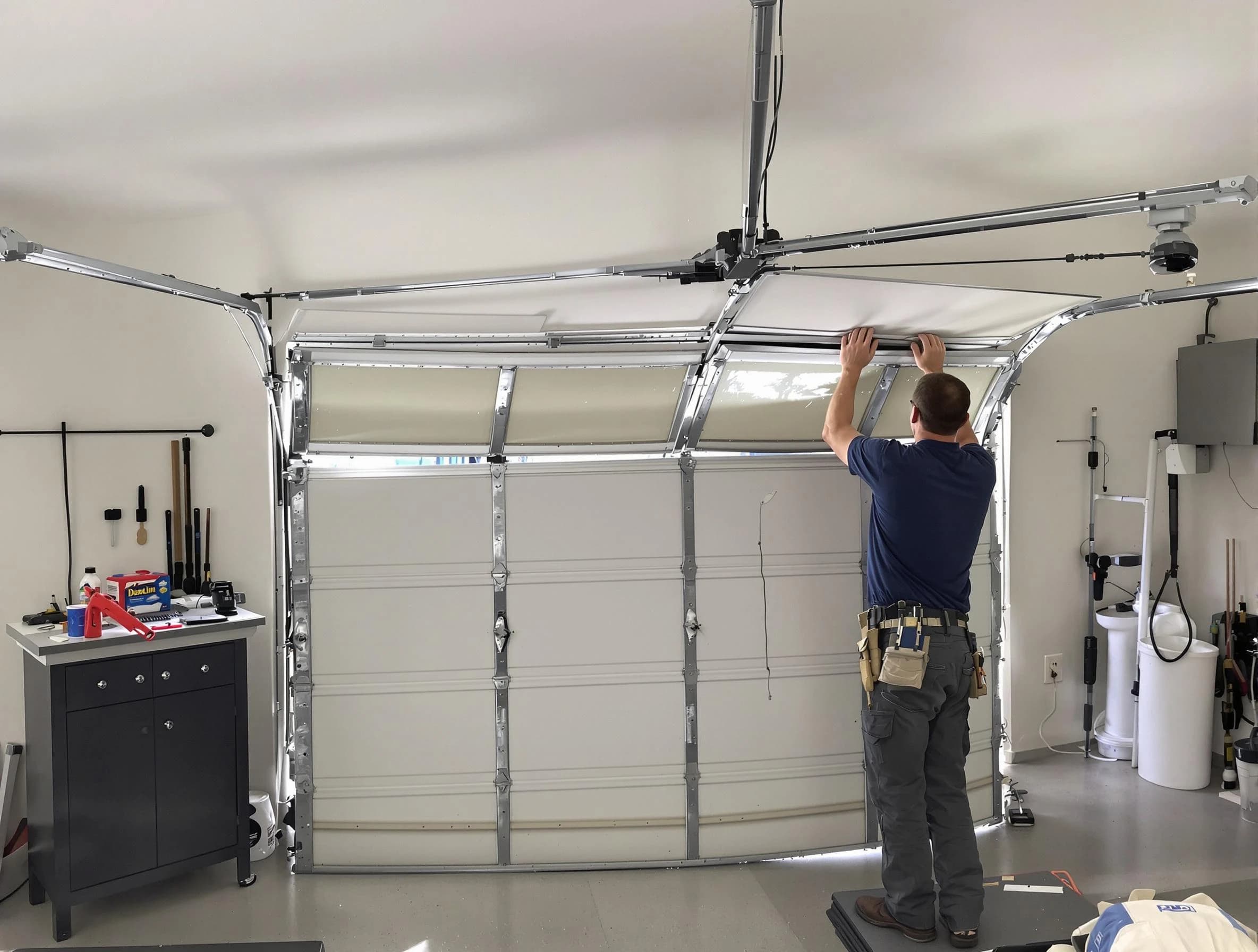 Peabody Garage Door Repair specialist performing precise section replacement on Peabody garage door