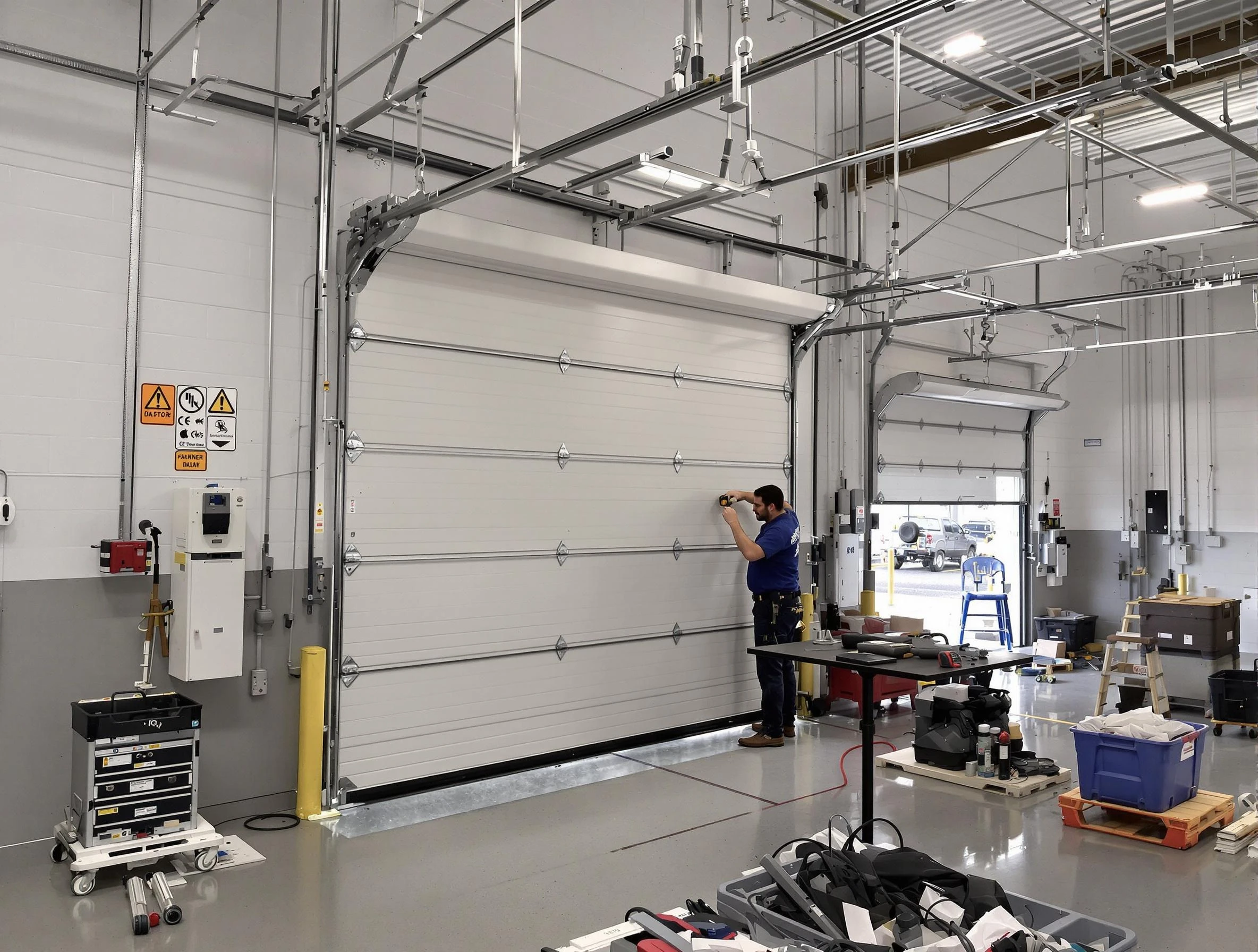 Commercial garage door repair being performed by Peabody Garage Door Repair expert in Peabody