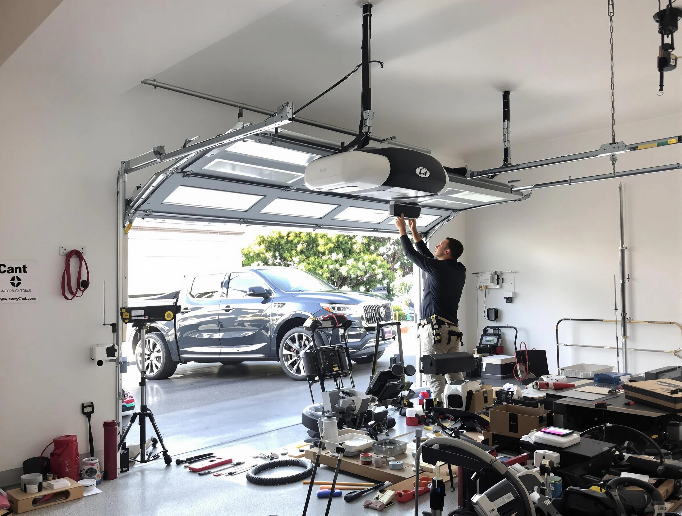 Peabody Garage Door Repair specialist installing smart garage door opener system in Peabody home