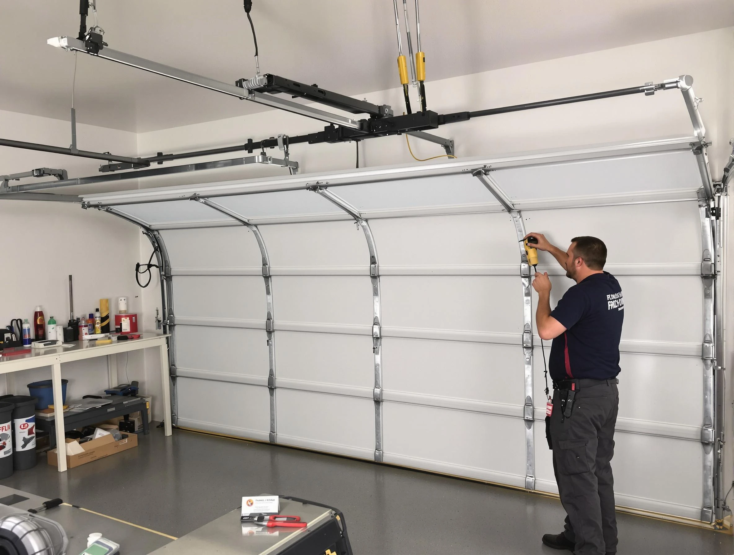 Peabody Garage Door Repair certified technician performing overhead door system repair in Peabody